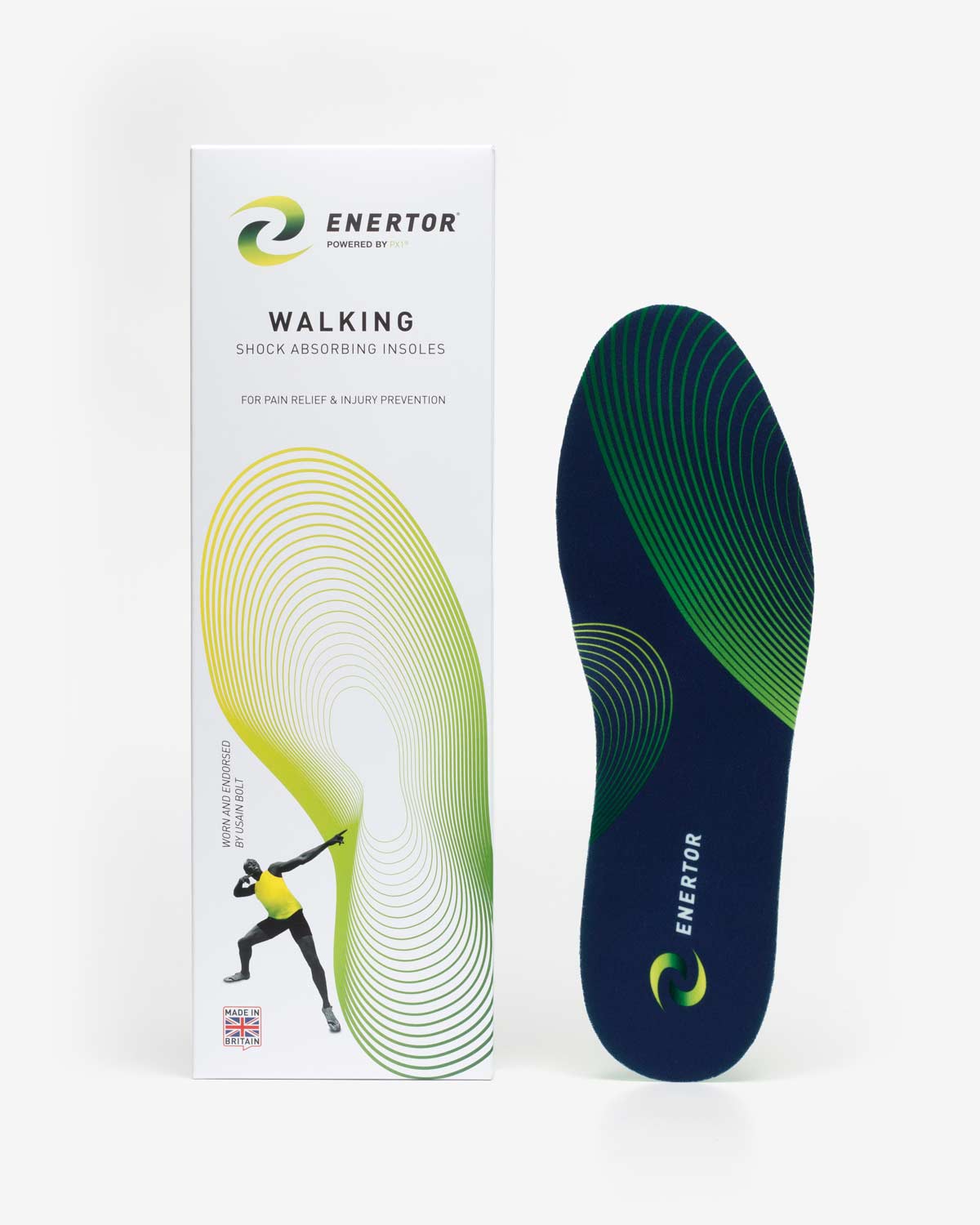 Enertor Walking Insoles with White Packaging