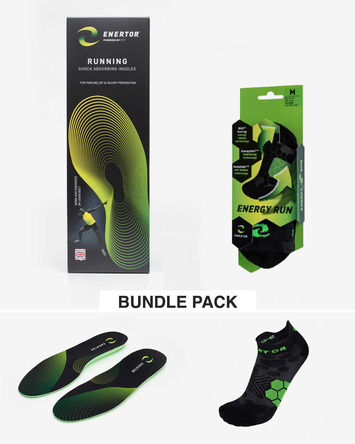 Enertor Runner's Bundle Insoles with Packaging