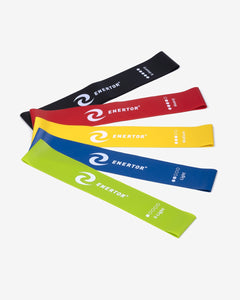 Enertor Exercise resistance bands - varying weights laid out in a fan