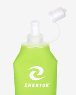 Load image into Gallery viewer, Enertor collapsable water bottle, soft pouch liquid carrier in green with white cap
