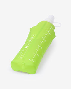 Enertor collapsable water bottle, soft pouch liquid carrier in green - Rear view